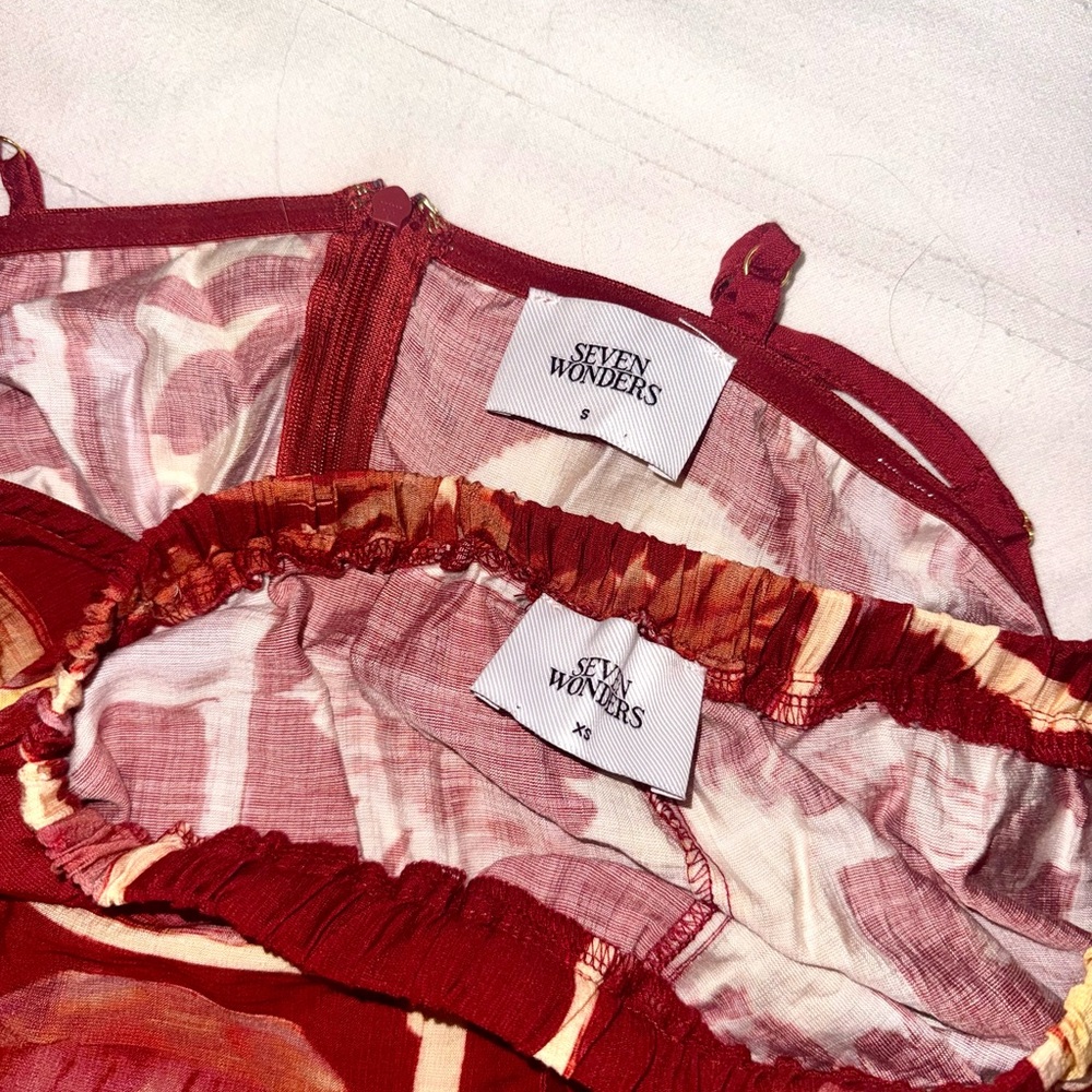 Tropical Red Wide-Leg pants and top set with Palm Print - Picture 6 of 6